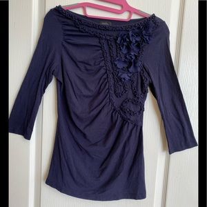 Anthropology Deletta floral frappe top